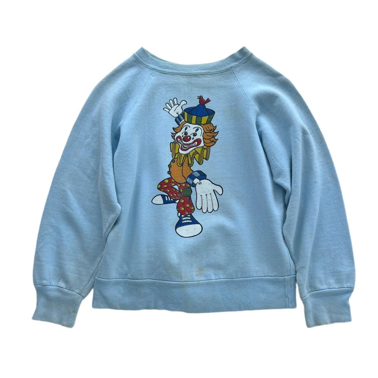 70s Clown Raglan Baby Blue Sweatshirt • Size Youth M